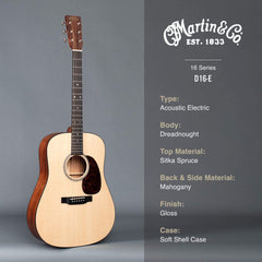 Martin D-16E Mahogany 16 Series Gloss/Satin Natural | Music Experience | Shop Online | South Africa