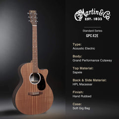 Martin GPC-X2E Macassar X Series Satin Natural | Music Experience | Shop Online | South Africa