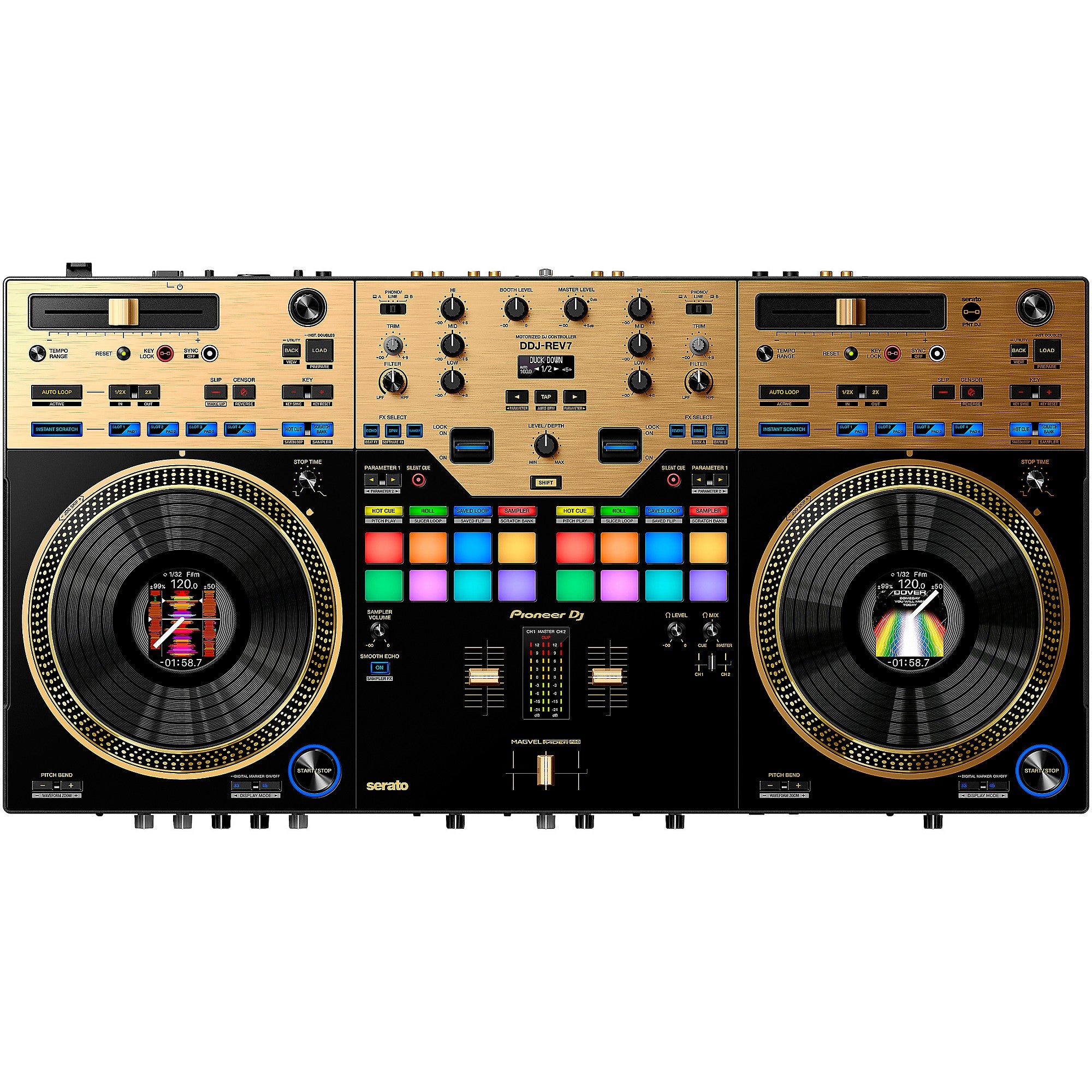 Pioneer DJ DDJ-REV7-N Gold Scratch-Style 2-channel Professional DJ Controller | Music Experience | Shop Online | South Africa