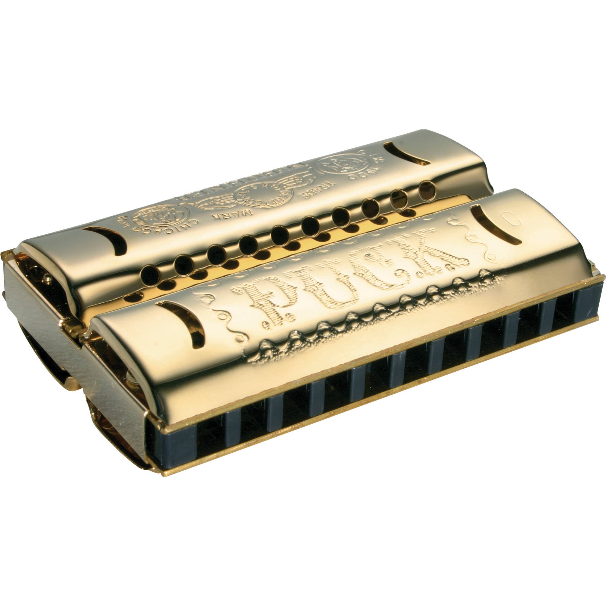 Hohner 553 Double Puck Harmonica, Gold, Key Of G-C Major