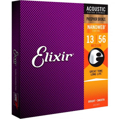 Elixir 16102 Phosphor Bronze Nanoweb Acoustic Guitar Strings 13-56 Medium | Music Experience | Shop Online | South Africa