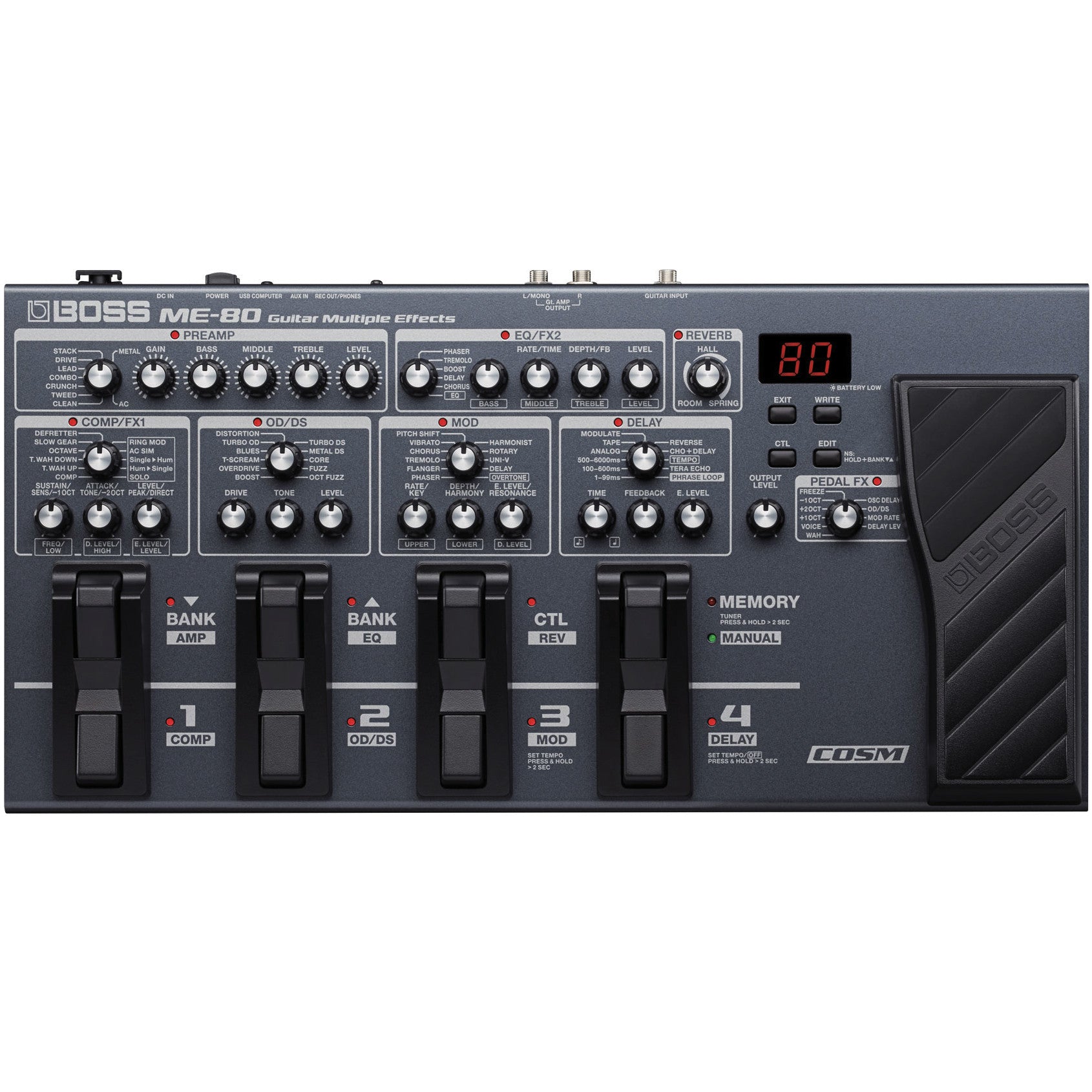 Boss ME-80 Guitar Multiple Effects Pedal | Music Experience | Shop Online | South Africa